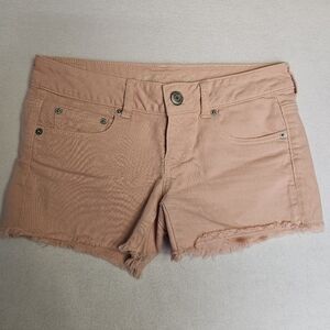 American eagle raw hem pink jean shorts size 4